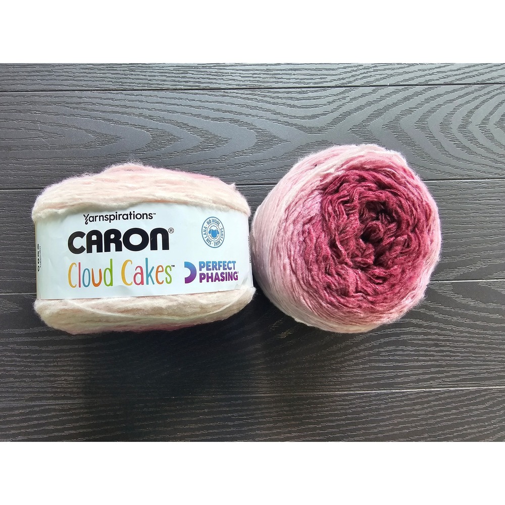 Caron Cloud Cakes Yarn Rhubarb Pink Gradient Medium 4 Polyester 8oz 2pc Lot